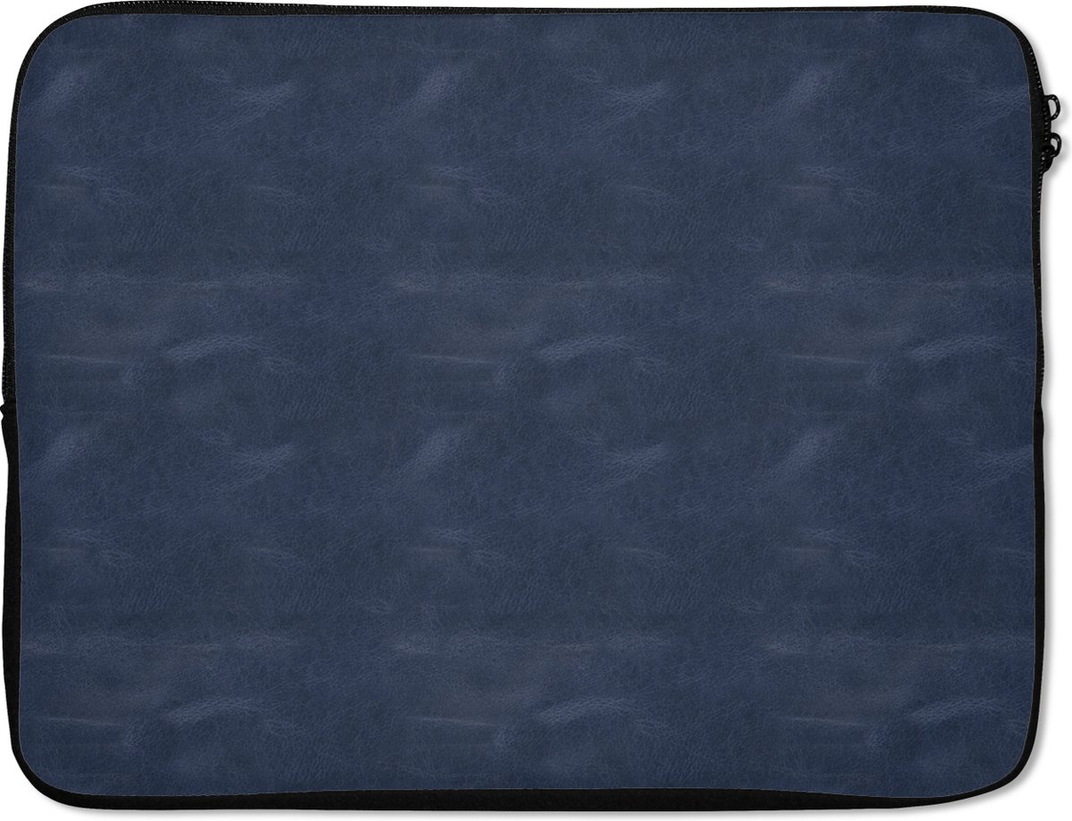 Laptophoes 15.6 inch - Inductie beschermer - Leer - Blauw - Dieren - Laptop sleeve - Binnenmaat 37x26 cm - Zwarte achterkant