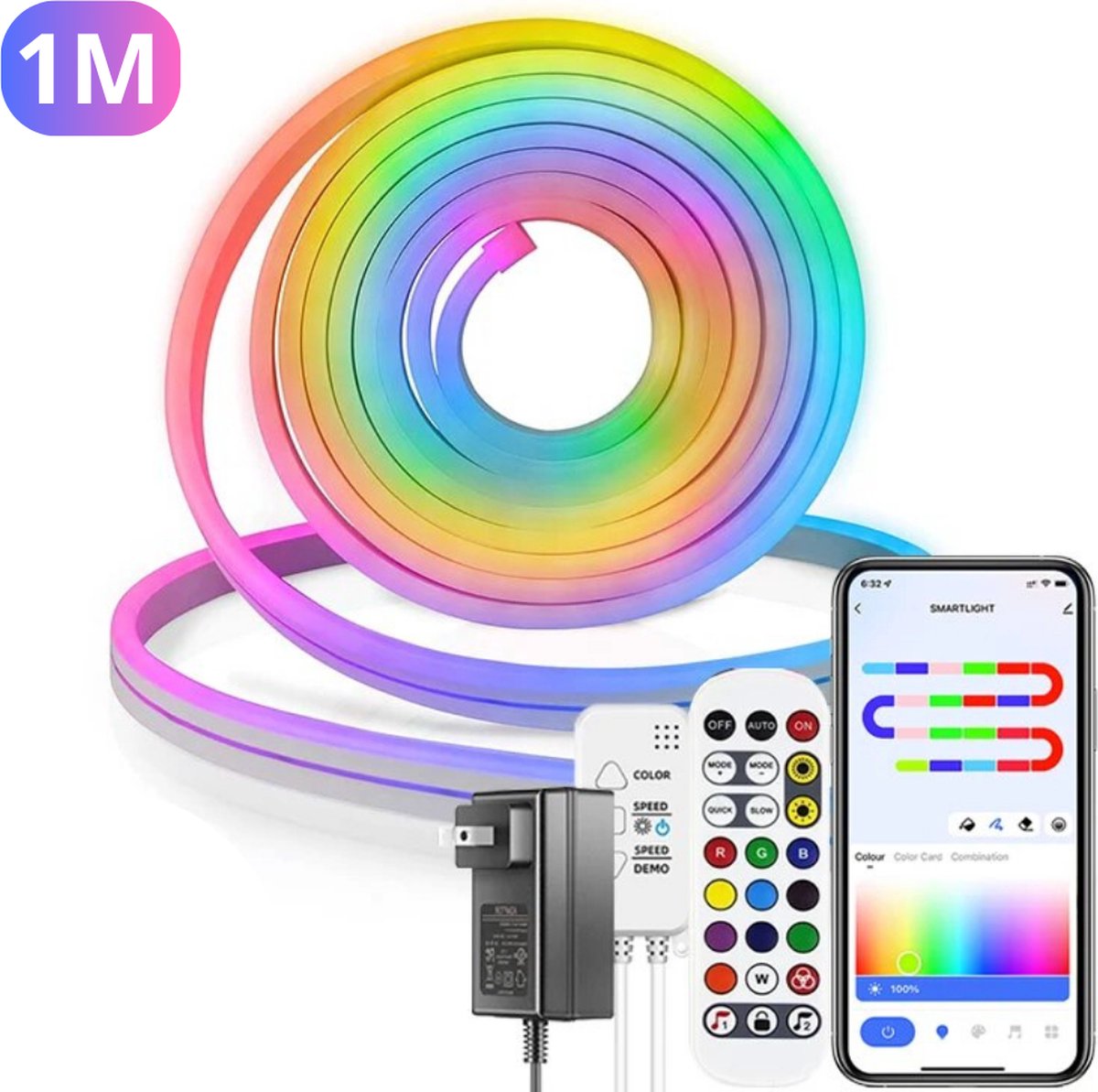 Livano LED Strip - 1 Meter - RGB - Muziek Sync - Strip Tape - 84 Leds - Siliconen - Neon LED