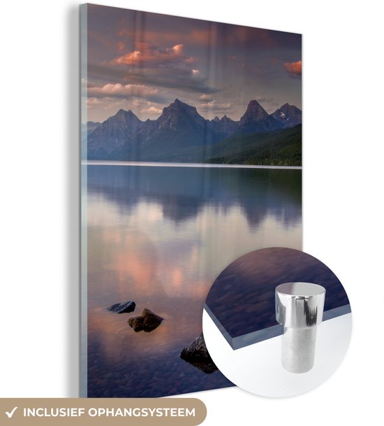 MuchoWow® Glasschilderij 120x160 cm - Schilderij acrylglas - Nationaal park Glacier - Foto op glas - Schilderijen