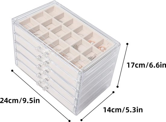 Acryl Sieraden Dozen Voor Vrouwen Met 5 Laden Stapelbare Acryl Sieraden Dozen Voor Vrouwen Met 5 Laden Stapelbare