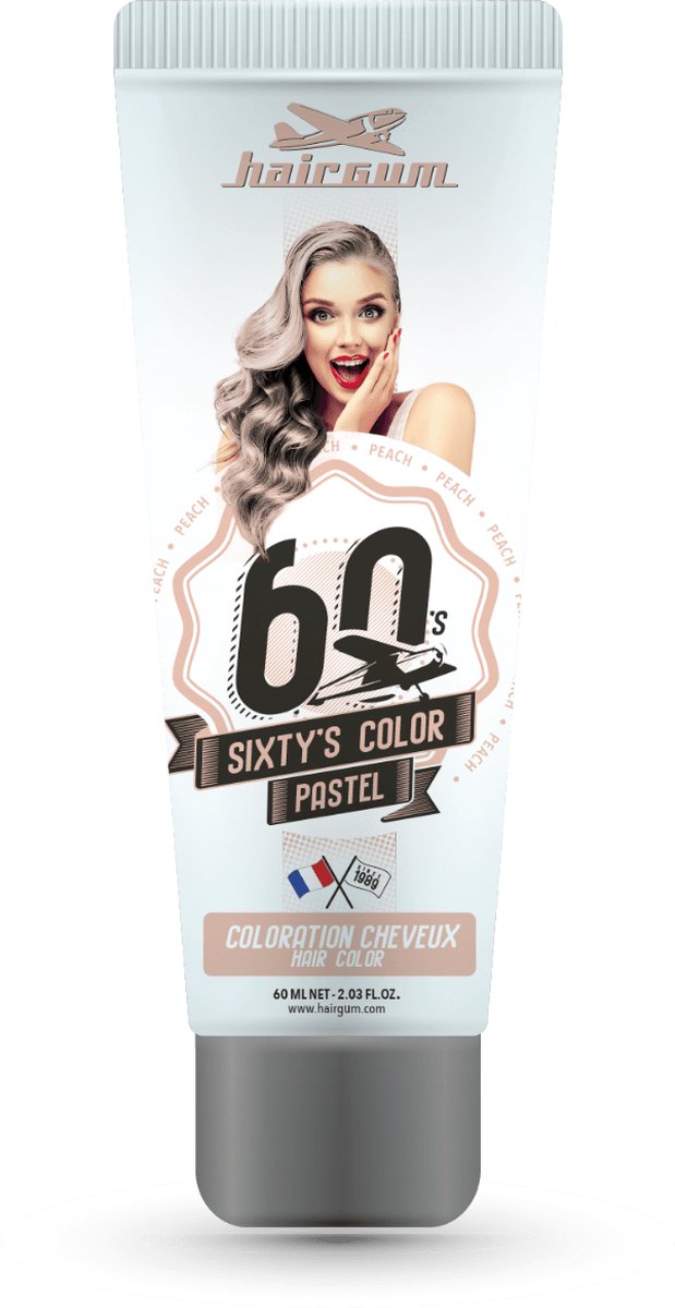 Semi-permanent Colourant Hairgum Sixty's Color Peach (60 ml)