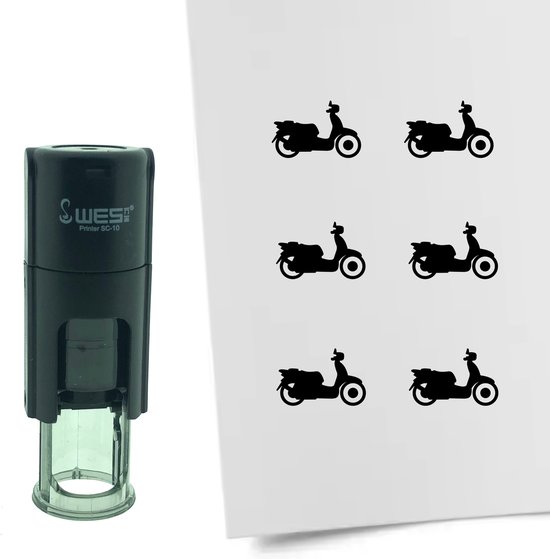 CombiCraft Stempel Scooter 10mm rond - zwarte inkt