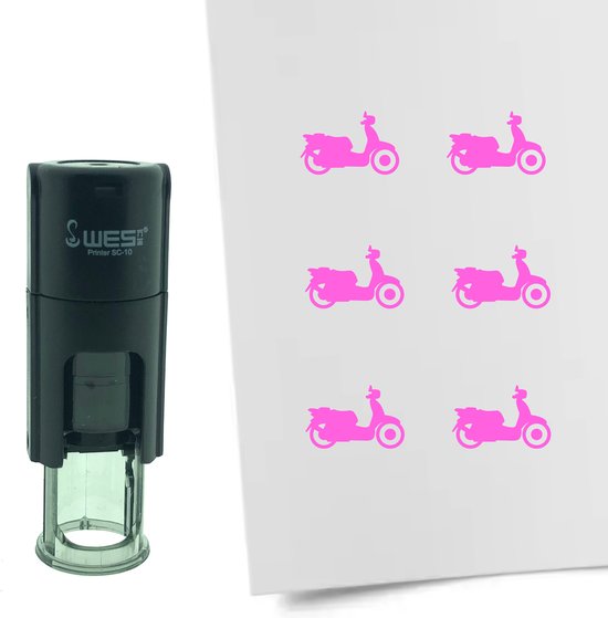 CombiCraft Stempel Scooter 10mm rond - roze inkt
