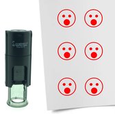 CombiCraft Stempel Smiley Geschrokken 10mm rond - Rode inkt
