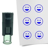 CombiCraft Stempel Smiley Vrolijk 10mm rond - Blauwe inkt