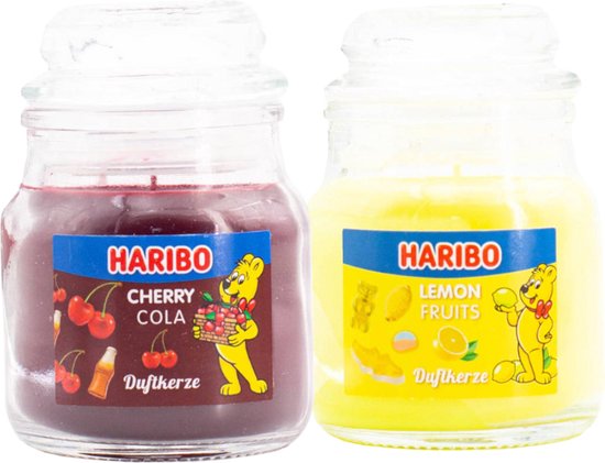 Haribo kaarsen 85gr set 2 - 1x klein cola 1x klein lemon