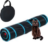 Tunnel pour chat pliable Relaxdays - 3 trous - 115 cm - nylon - tunnel de jeu pour chat - balle