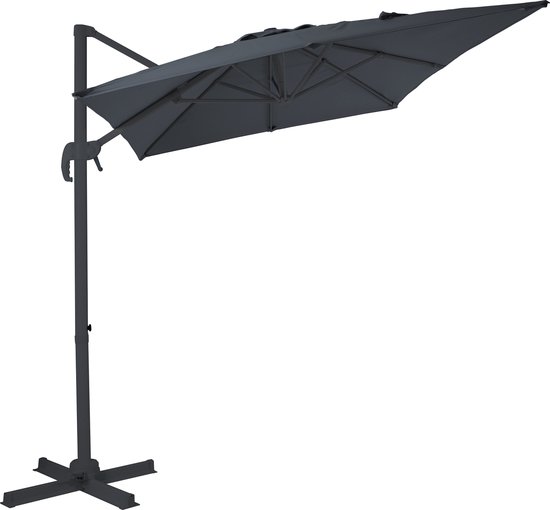 deluxe4home® Parasol 270 cm, zweefparasol met standaard, hangscherm, terrasparasol, zonwering, Crème, Groß