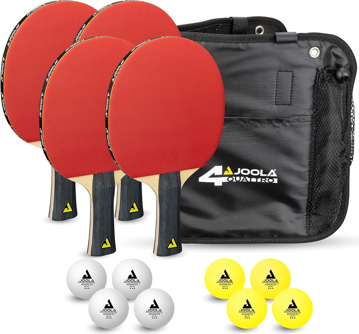 Tafeltennisset Family, tafeltennisset met 4 tafeltennisbatjes, tafeltennisballen en draagtas