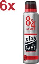 8x4 - for Men - Play The Game - Deospray - Deodorant - 6x 150ml - Voordeelverpakking