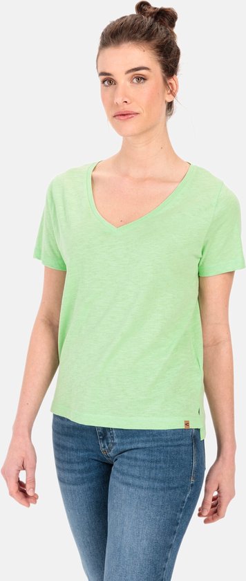 camel active V-neck T-Shirt gemaakt van organic cotton - Maat womenswear-XS - Pistache