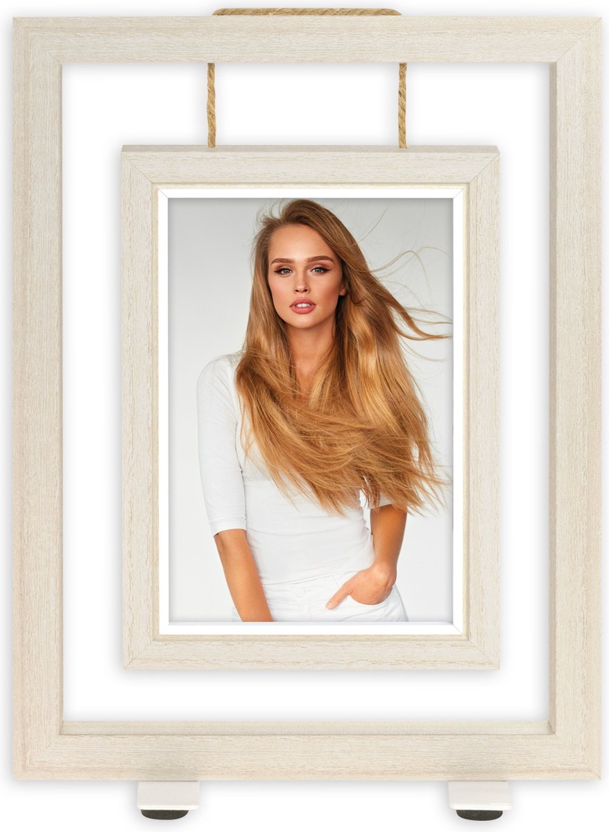 Zep Houten Fotolijst Swing Wit voor foto 10x15 (afmeting 19x26 cm) - EG7646 Creme