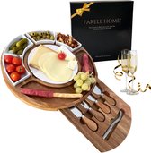 FARELL HOME® - Kaasplank en Charcuterieplank - 19-delige Aperitiefset - XL Geschenkverpakking