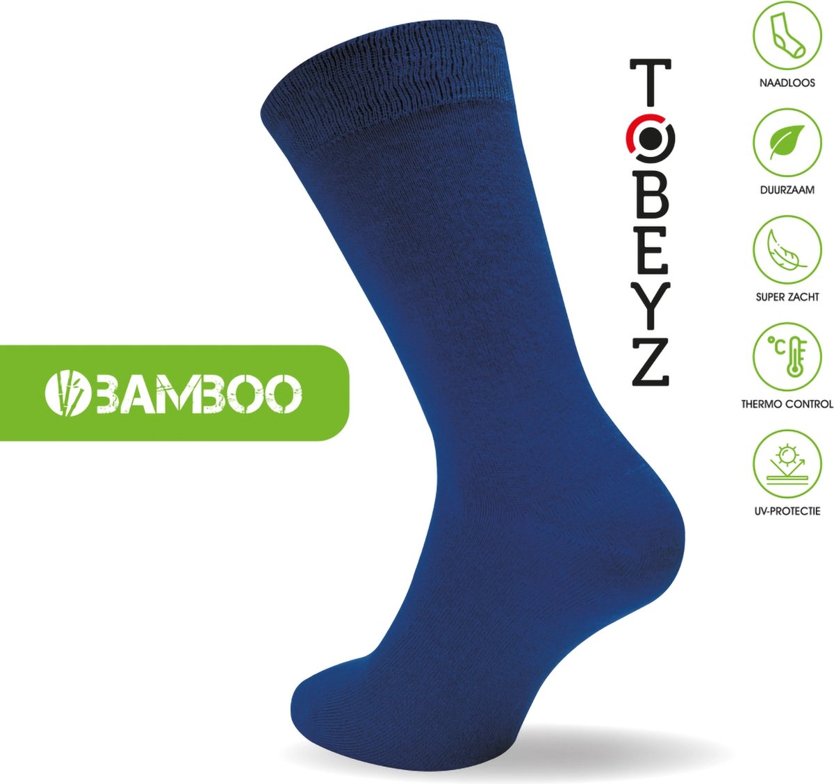 Tobeyz - Premium Quality Bamboe Sokken 80% - 3 Paar - Kleur Blauw - Maat 43/46 - Damessokken - Herensokken
