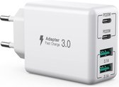 Telefoon Oplaad Blok - 40W USB C-Oplader- 4-Poorts - Snellader - Wandstekker Multiport - Compatibel met iPhone, iPad, Samsung - Wit
