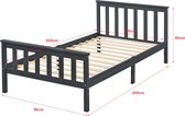 In And OutdoorMatch Houten Bed Virginia - Met Bedbodem - 90x200 cm - Wit - Snelle Montage