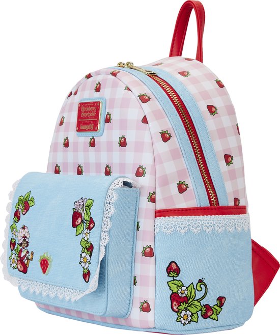 Bolso Bandolera Loungefly Strawberry Shortcake - Forma De Casa De Fresa, Cuero Vegano, Ajustable