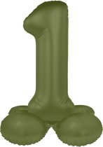 Folat - Staande folieballon Cijfer 1 Olive Green - 41 cm