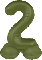 Folat - Staande folieballon Cijfer 2 Olive Green - 41 cm