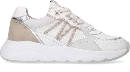 Manfield - Dames - Witte leren sneakers - Maat 37