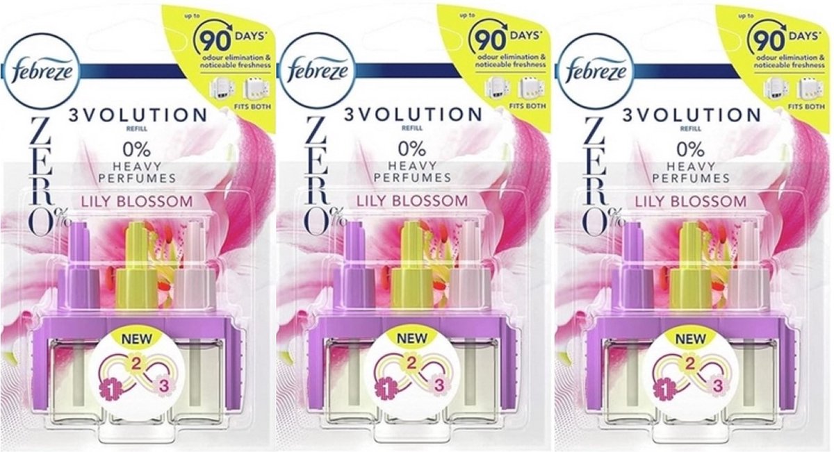Goedkoopste Ambi Pur / Febreze - 3volution Navulling - Zero Lily Blossom - 3 x 20 ml