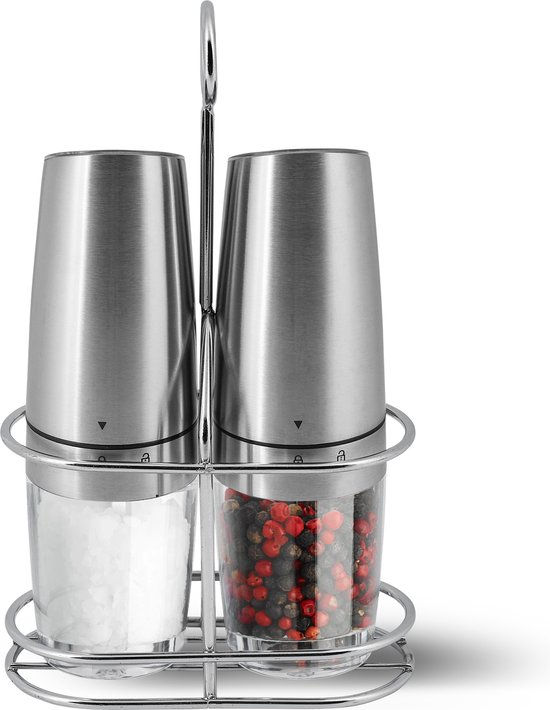 Moulin à Sel Et Poivre En Acier Inox - Broyeur Céramique Réglable - Set De 2 Avec Brosses De Nettoyage