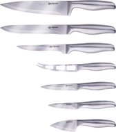 Ensemble de couteaux alpina - 7 pièces - Couteau de chef/ Couteau à découper/ Couteau à découper/ Couteau à fromage/ Couteau Stanley/ Couteau à éplucher/ Couteau à fromage à pâte molle - Acier inoxydable