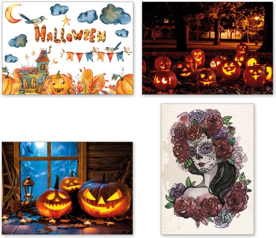 Halloween kaarten - Set van 4 verschillende ansichtkaarten - Leuke Post ...