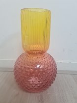 Vaas - gekleurd - geel roze - glas