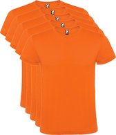Oranje 5 pack t-shirts Merk Roly Atomic 150 maat M