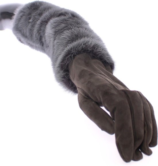 Dolce & Gabbana Purple Mink Fur Goatskin Suede Leather Gloves