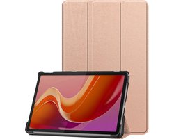 Hoesje - Geschikt voor Lenovo Tab M11 (11 inch) - Dun & Stevig - Trifold Bookcase - Hard Cover - Hardcover Book Case - Tablet Hoes - Rosé goud