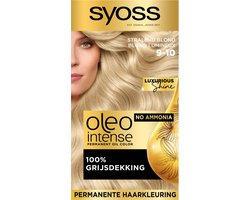Syoss Oleo Intense 9-10 Haarverf - Stralend Blond - Permanente Haarkleuring - Ammoniakvrij - Met Voedende Oliën - 100% Grijsdekking - Langdurige Kleur - 1 stuk