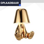 FONKEL® Golden Boy Eddy LED Tafellamp Oplaadbaar Goud – Draadloze Lamp Dimbaar – Tafellamp zonder snoer – Bureaulamp Oplaadbaar – Leuke Gadget - Nachtlampje Volwassenen