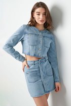 Cropped spijkerjas - denim - dames - nieuwe collectie - lente/zomer - blauw - maat S