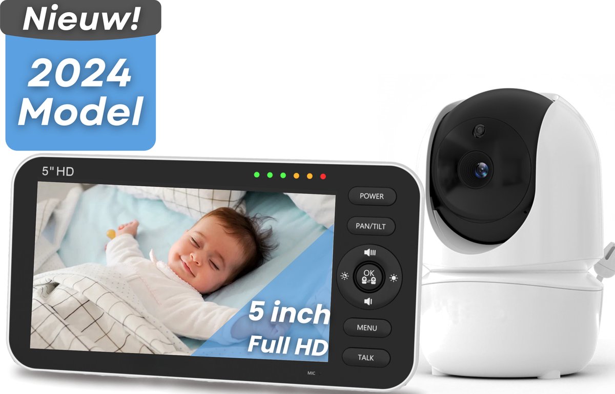 Avalect SafeNest Babyfoon 5 inch - Babyfoon met camera - Op afstand bestuurbaar - Video & Audio - Baby monitor - Avalect