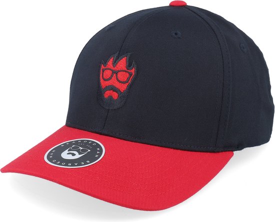 Hatstore- Flame Red/Black Flexfit - Bearded Man Cap
