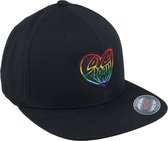 Hatstore- Love Freely Rainbow Logo Black Flat Brim Fitted - Fair Cap