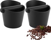 Set van 2 klopcontainers voor koffieresidu, 10 x 12,2 x 12,4 cm theecontainer met klopstang, espressobox voor portafilteraccessoires, theebox voor uw barista-accessoires