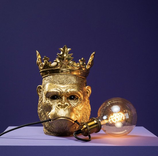 Wandlamp - Gorilla - Aap - King Kong - Goud - Gold - Dierenlamp - Tafellamp