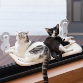 Kattenhangmat raamzitplaats voor katten 60 x 30 cm opvouwbaar kattenmandraam met stabiele zuignappen tot 18 kg, wit