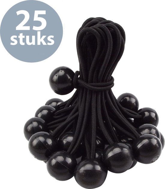 Foto: Fordig spanelastiek met bal 25 stuks spanrubber spanrubbers tentspanner zeilspanner bootzeil spanrubber