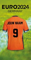 Strandhanddoek - WK Voetbal - EURO 2024 - Nederlands Elftal - Handdoek met eigen naam - Nummer 9