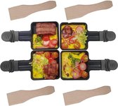 Bol.com Raclette-pannetjes vervanging van 4 stuks mini anti-aanbaklaag raclettepannetjes gietijzer met 4 houten schoppen voor ra... aanbieding