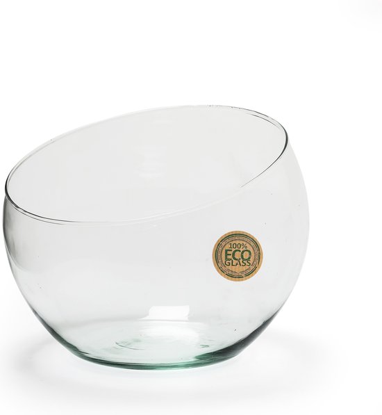 Jodeco Bloemenvaas Bob - helder transparant - eco glas - D20 x H16 cm - bol vaas/lage schaal