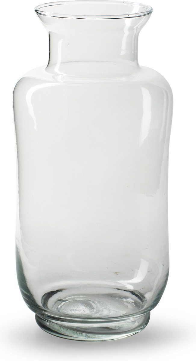 Jodeco Bloemenvaas Ella - helder transparant - glas - 13 x 26 cm - fles vaas