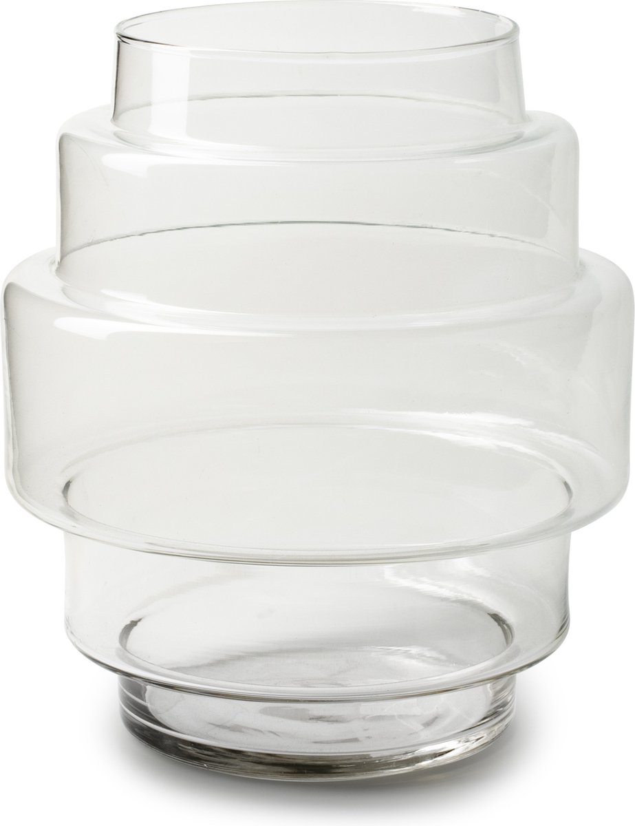 Jodeco Bloemenvaas Didi - helder transparant - glas - 22 x 25 cm - trap vorm vaas