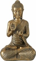 Deco by Boltze Boeddha beeld Briosa - kunststeen - antiek goud - 12 x 9 x 20 cm - open handen - home deco en tuin beelden