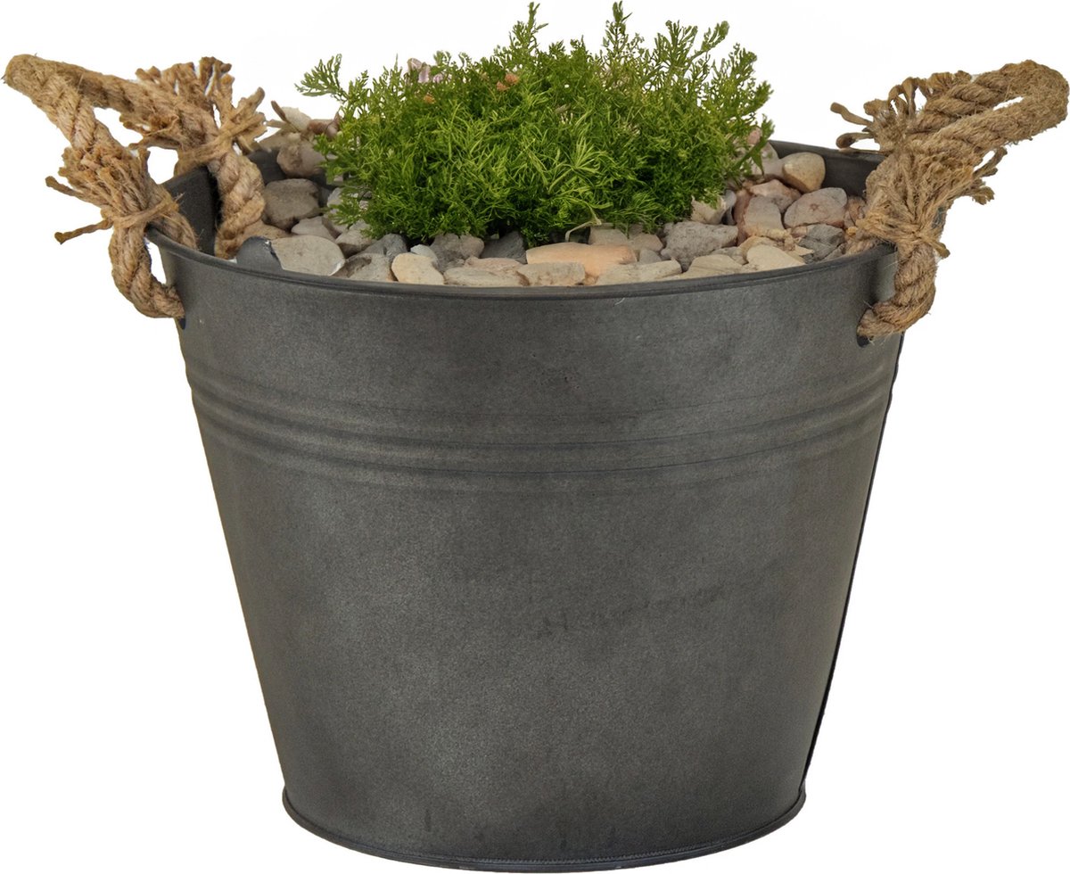 Goedkoopste Mega Collections plantenpot/bloempot Old Rope - zink - antraciet - D40 X H29 cm