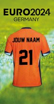 Strandhanddoek - WK Voetbal - EURO 2024 - Nederlands Elftal - Handdoek met eigen naam - Nummer 21
